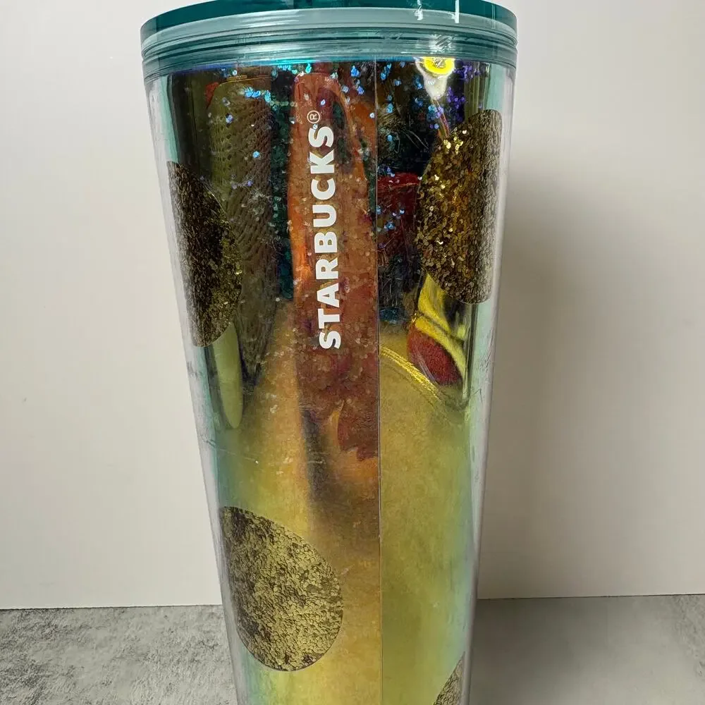 Starbucks Holiday 2020 Gold Glitter Polka Dot Venti Cold Cup Tumbler 24oz
